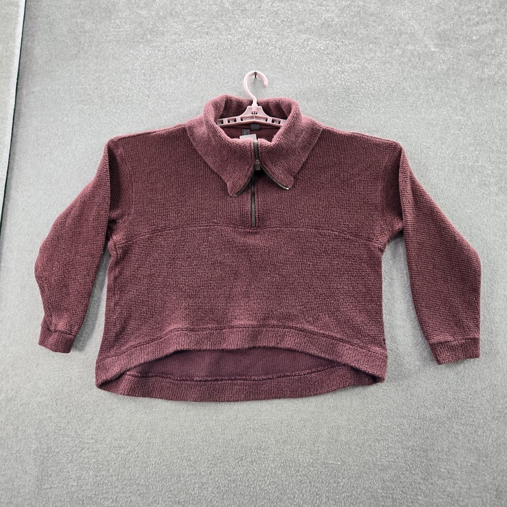 Sweaty Betty Women Sweatshirt 8 Mauve Crop Restful Boucle Zipper‎